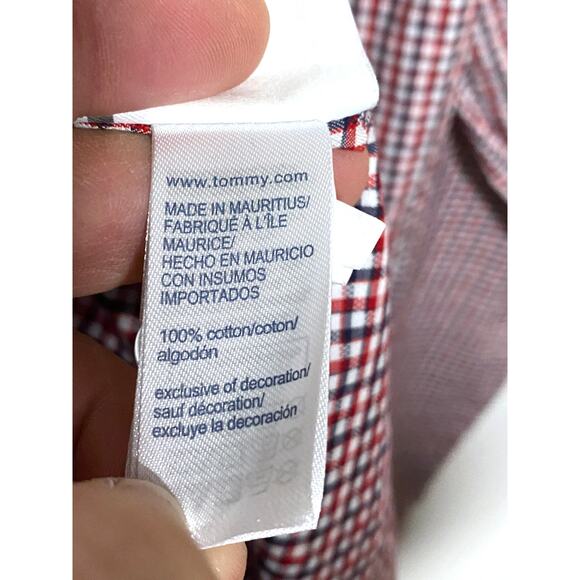 Tommy Hilfiger Button Shirt Men XS Red White Blue Checkered Preppy Office Work - Picture 10 of 11